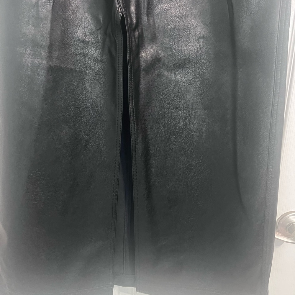 Pilcro Black Faux Leather Maxi Skirt with High slit, size US 10 - Picture 2 of 6